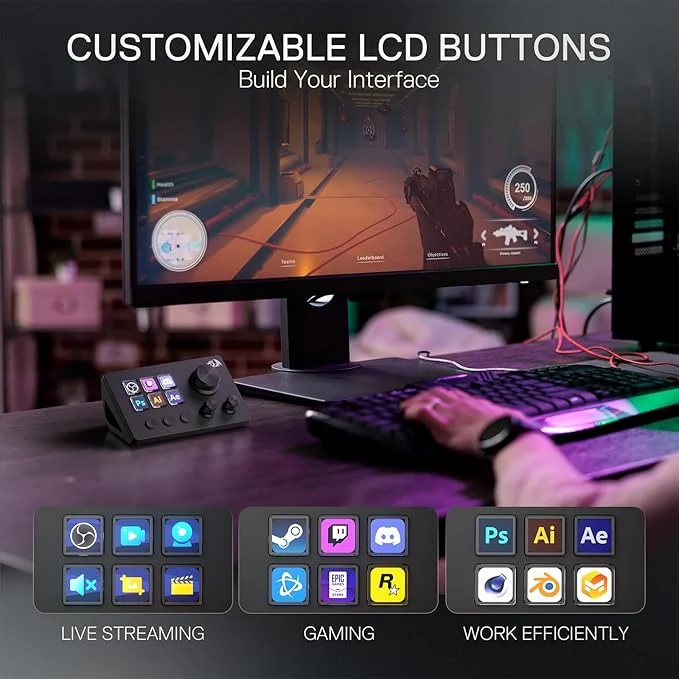 Redragon Skyrider SS551 Stream Deck Station – Black angled view