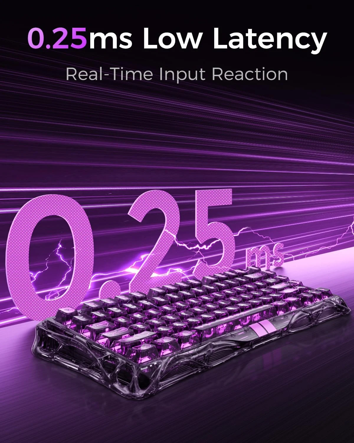GravaStar Mercury V75 Lite 75% Hall Effect Magnetic Switch Gaming Keyboard - Transparent Black