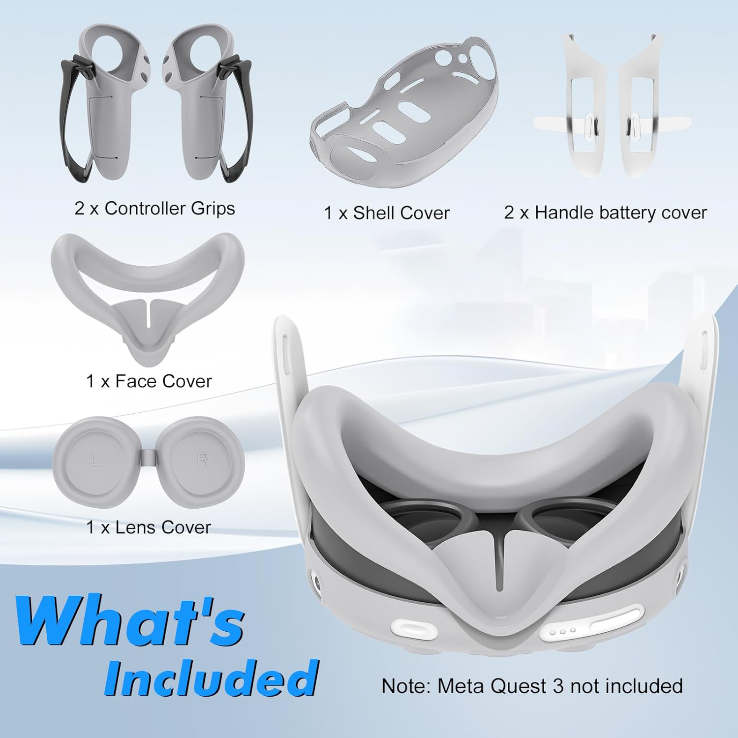 Meta Quest 3 white protection and comfort accessory kit