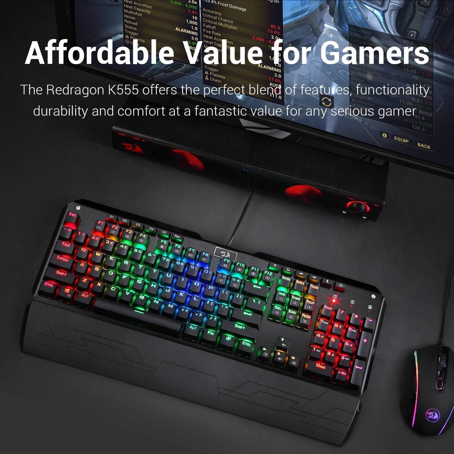 Redragon K555-R INDRAH Rainbow Mechanical Gaming Keyboard Blue Switch