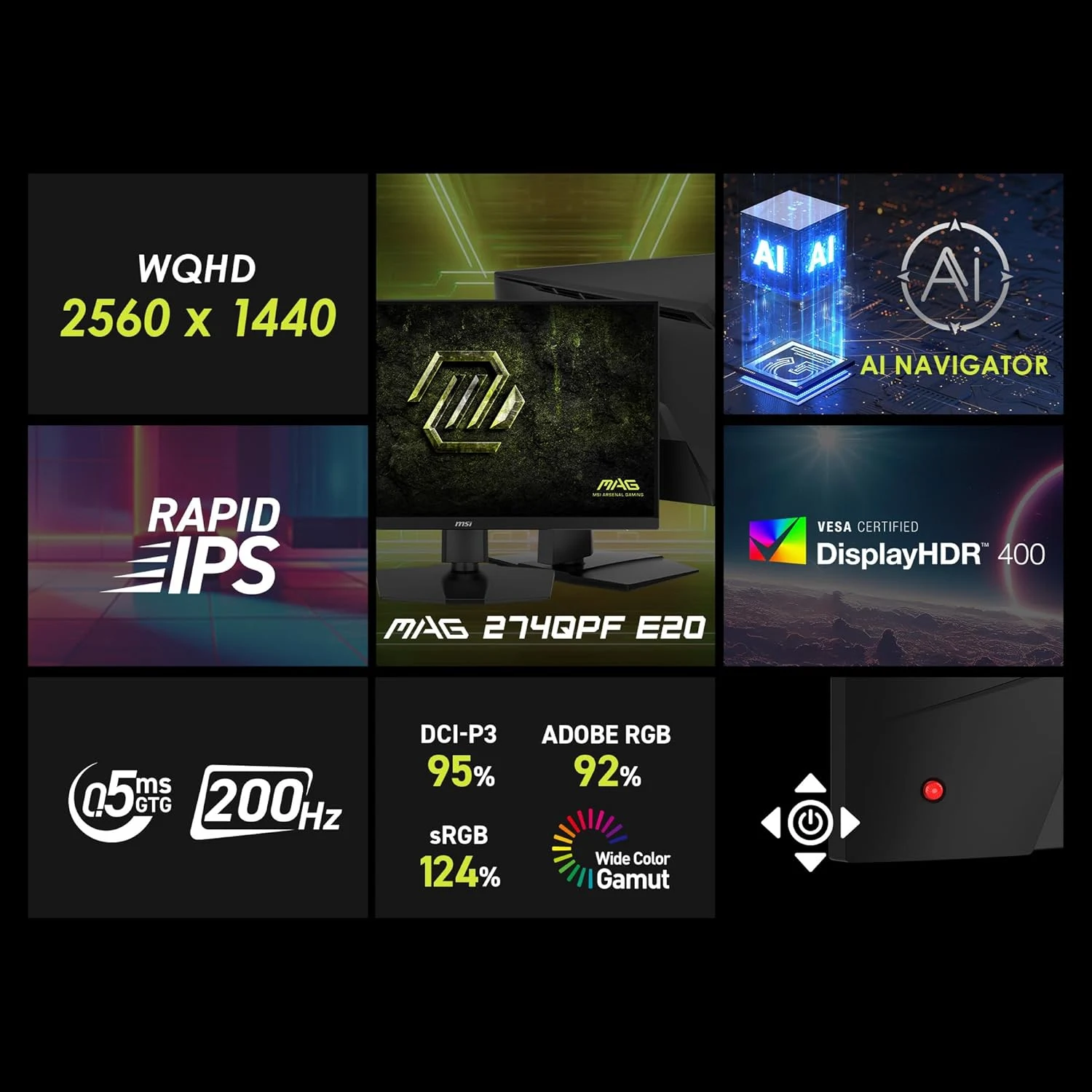 MSI MAG 274QPF E20 – 27" WQHD 200Hz Rapid IPS Gaming Monitor