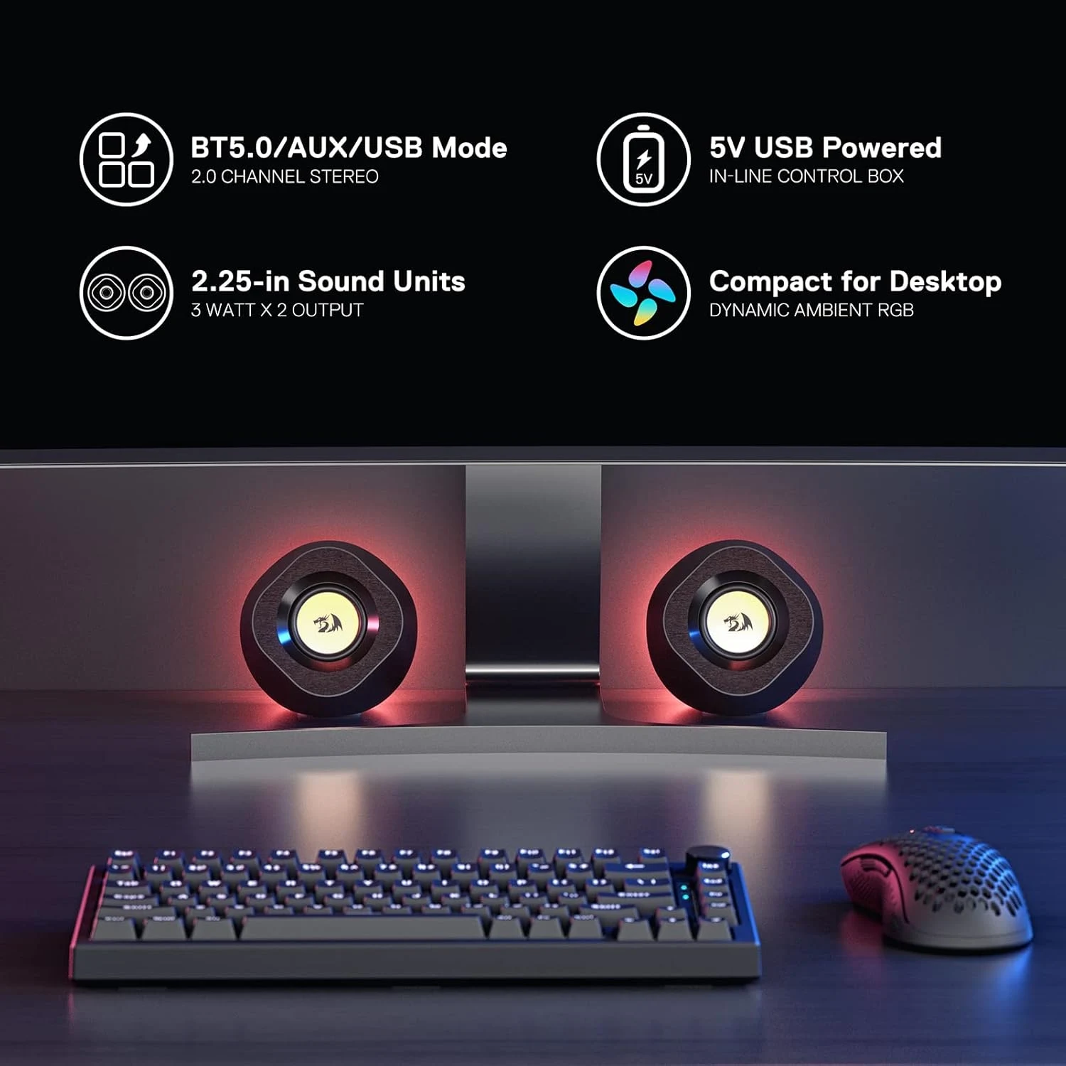 Redragon GS590 Wireless PC RGB Gaming Speaker