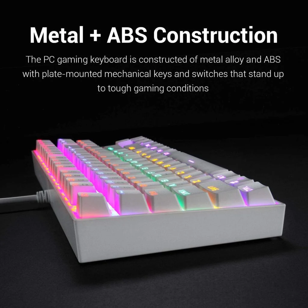 Redragon K552 KUMARA Rainbow Wired Mechanical Gaming Keyboard – Red Switch - White