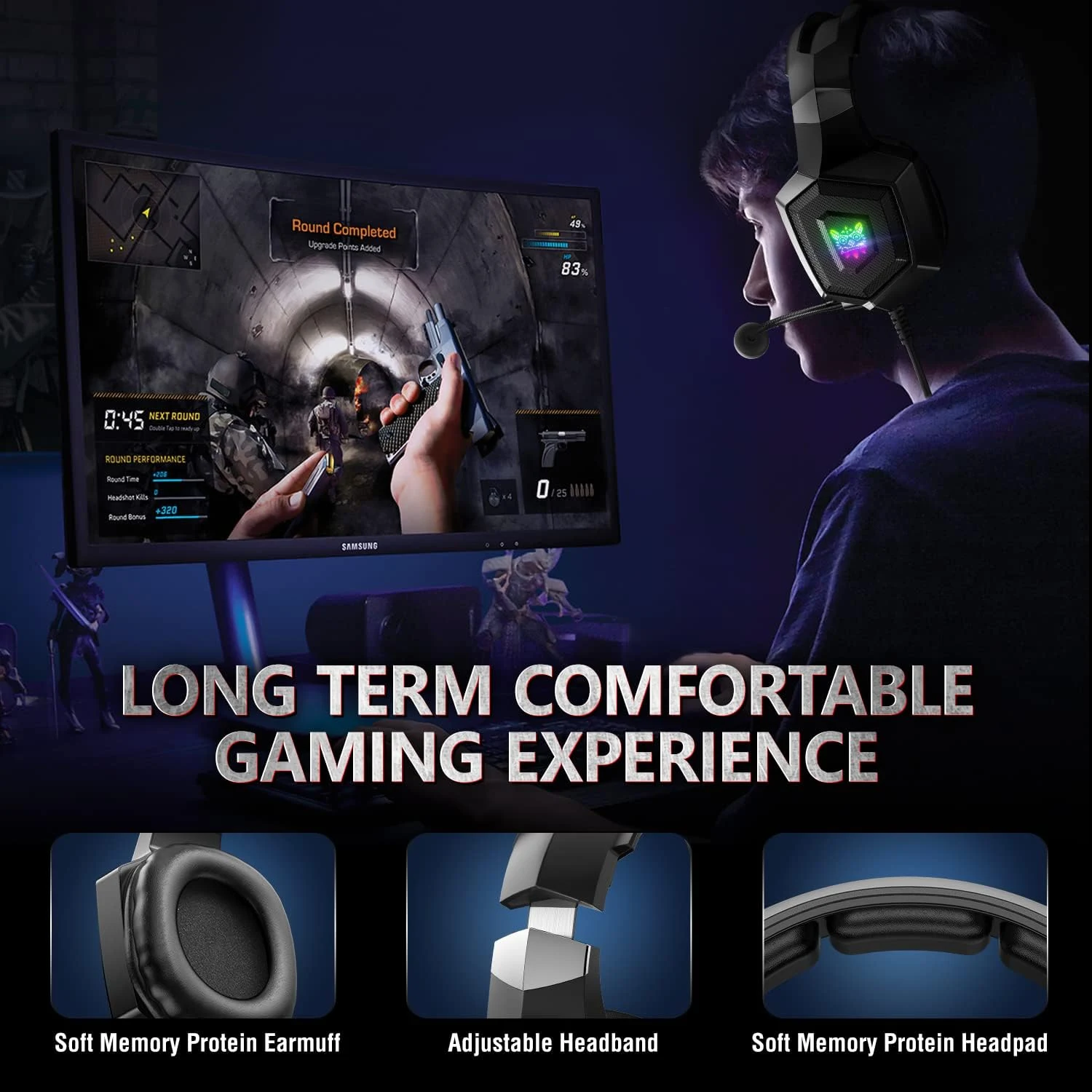 ONIKUMA K8 Wired Gaming Headphone - Black - Open Sealed