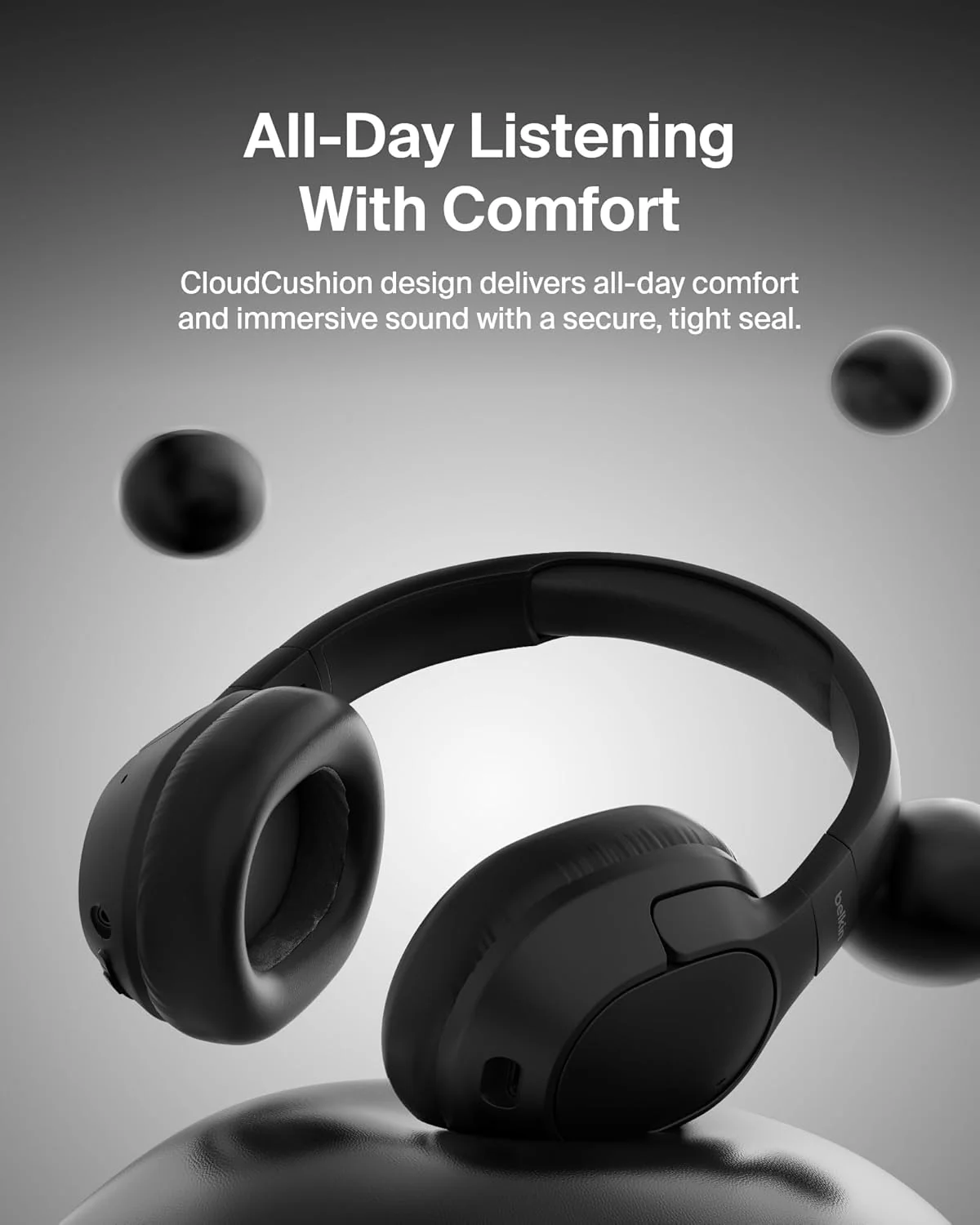 Belkin Soundform Isolate Noise Cancelling Headphones - Black