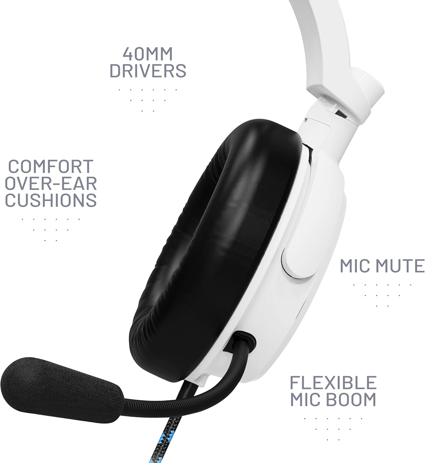 STEALTH C6-100 Wired Gaming headset - White & Blue Over Ear