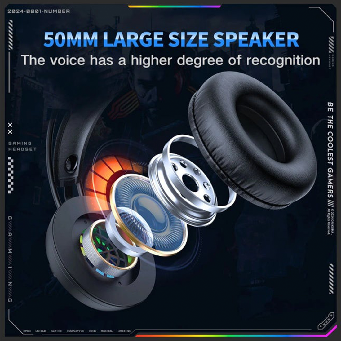 ONIKUMA X88 50mm drivers