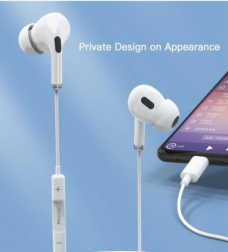 Yesido YH35 Type-C Plug Wired Earphone closing visual