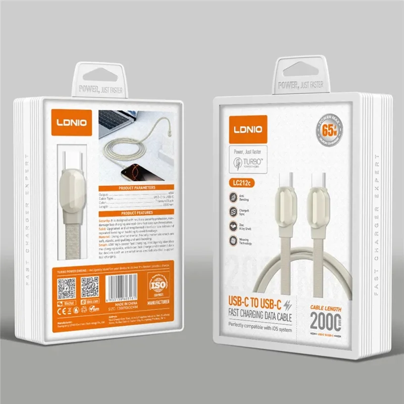 LDNIO LC212C USB-C to USB-C Cable Gold