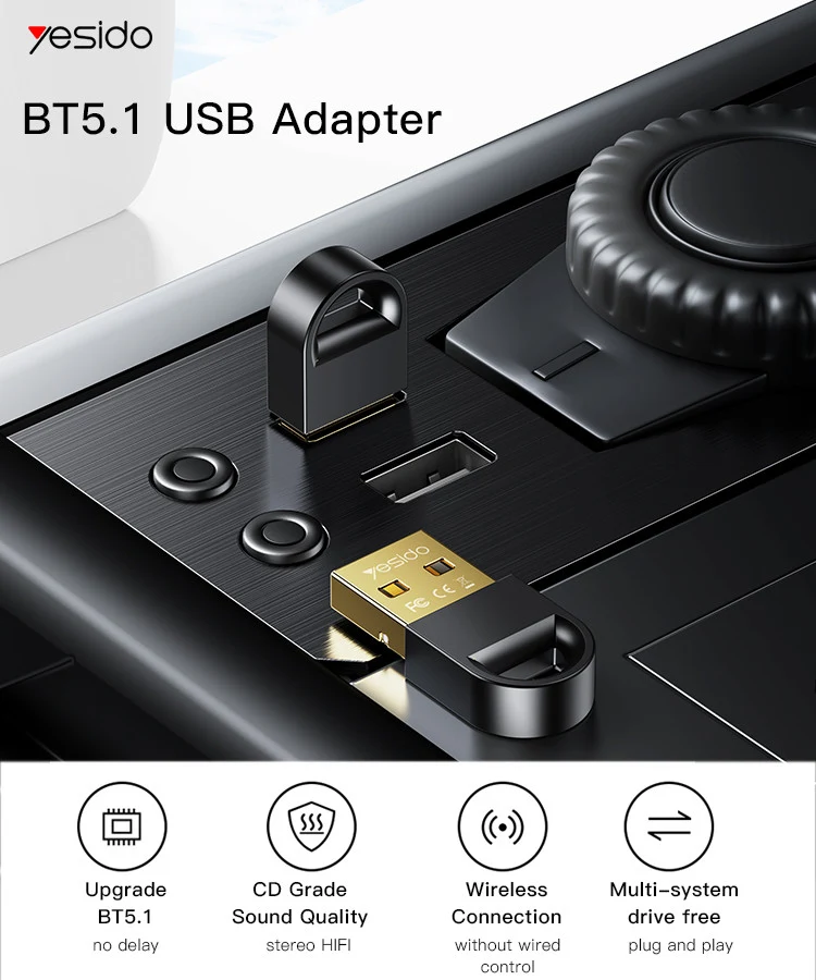 Yesido YAU34 Mini USB Bluetooth Adapter Receiver Wireless 5.1
