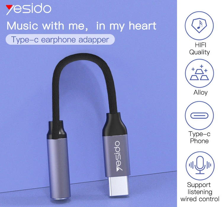 Yesido YAU19 USB-C to 3.5mm Female Headphone Jack Adapter