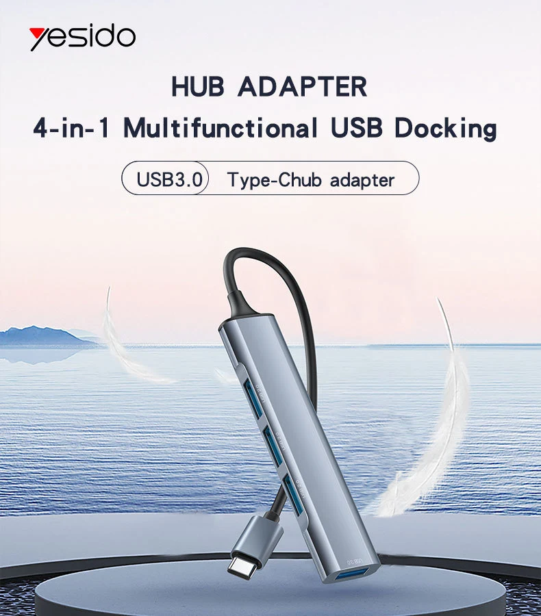 Yesido HB17 aluminium Type-C to 4×USB-A hub