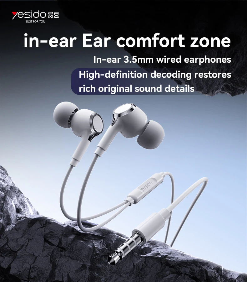 Yesido YH53 Plug Wired Earphone 3.5mm White