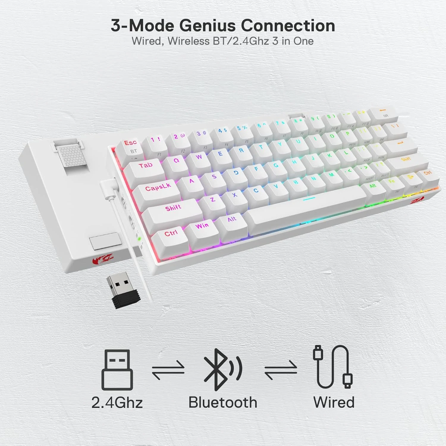 ريدراجون K530W برو كيبورد RGB - بلو سويتش - أبيض
