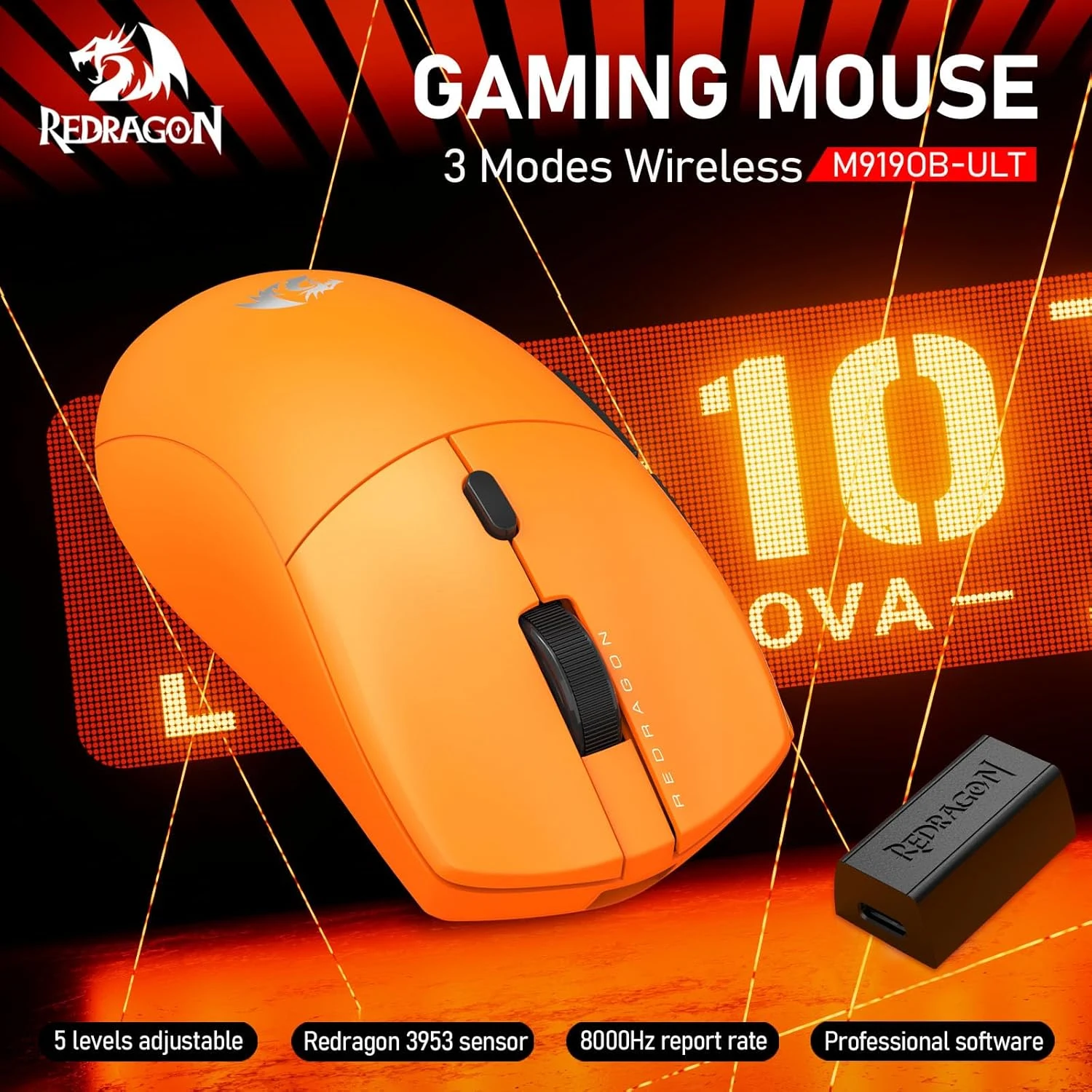 Redragon M919OB-ULT Sparda Ultra Tri Mode Gaming Mouse Orange
