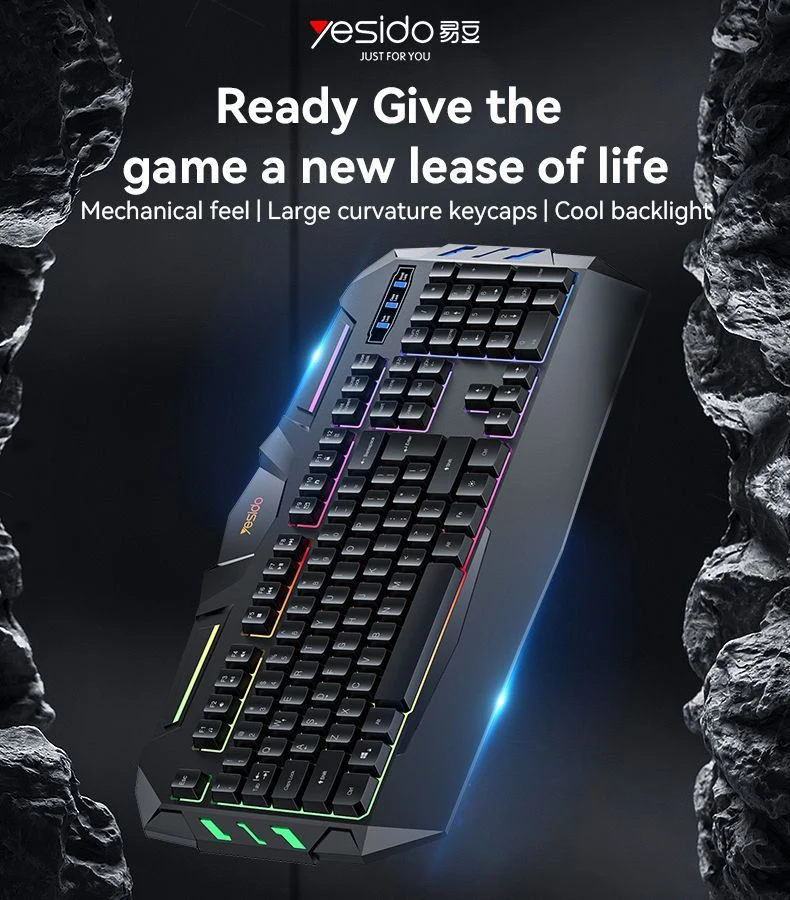 Yesido KB21 Rainbow Wired Membrane Gaming Keyboard - Black