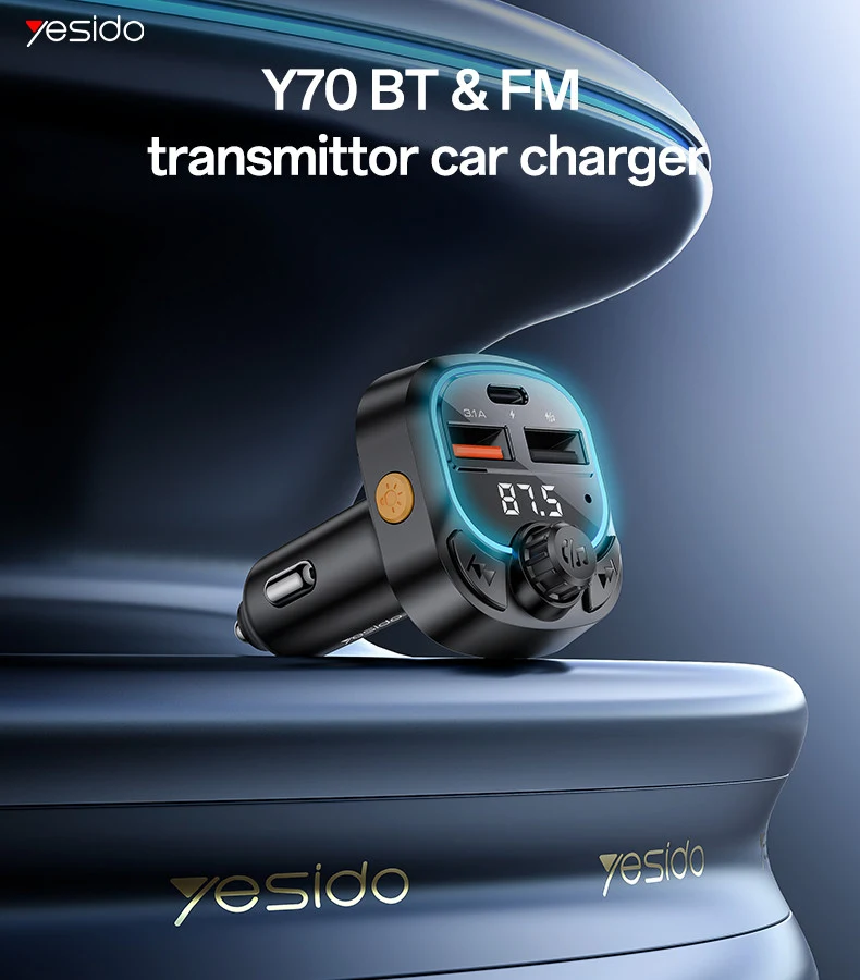 Yesido Y70 BT5.3 3-Device Car Charger FM Transmitter