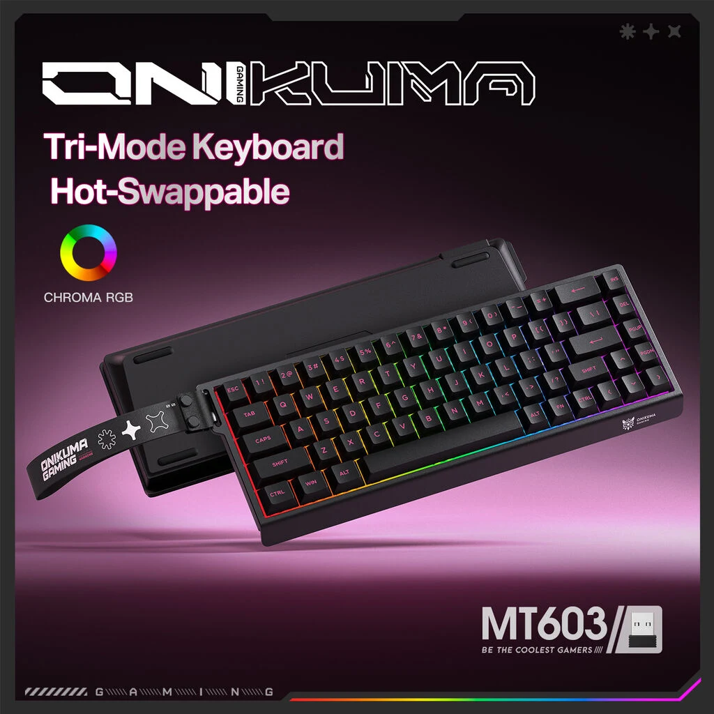 ONIKUMA MT603 Tri-Mode RGB Mechanical Keyboard Black