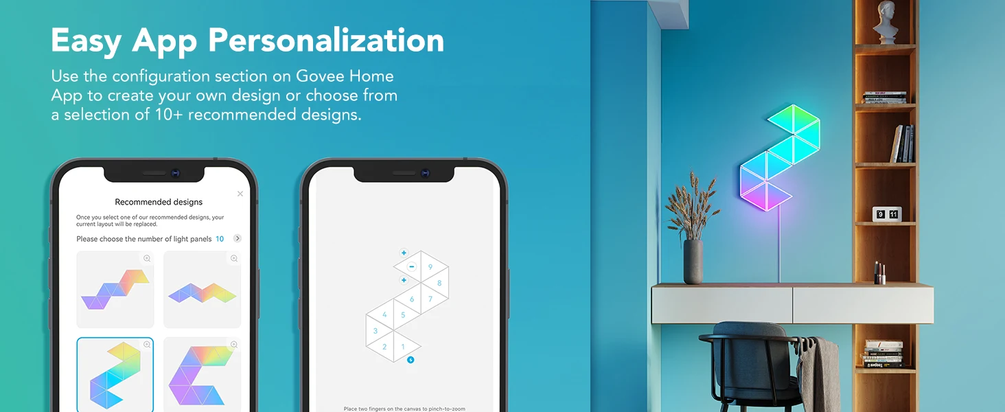 لوحات مثلثية Govee Glide – إعداد حائط للألعاب