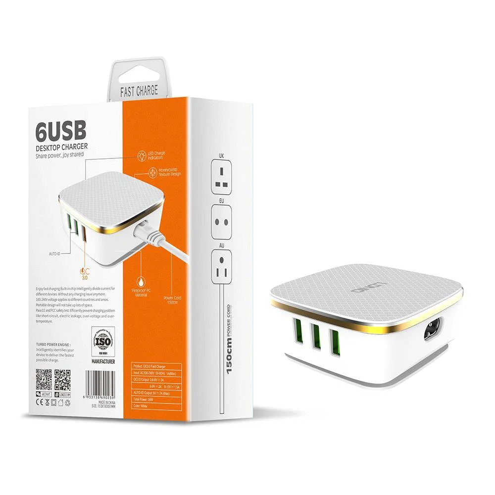لدنيو A6704 شاحن سريع – 5×يو إس بي-إيه + QC3.0