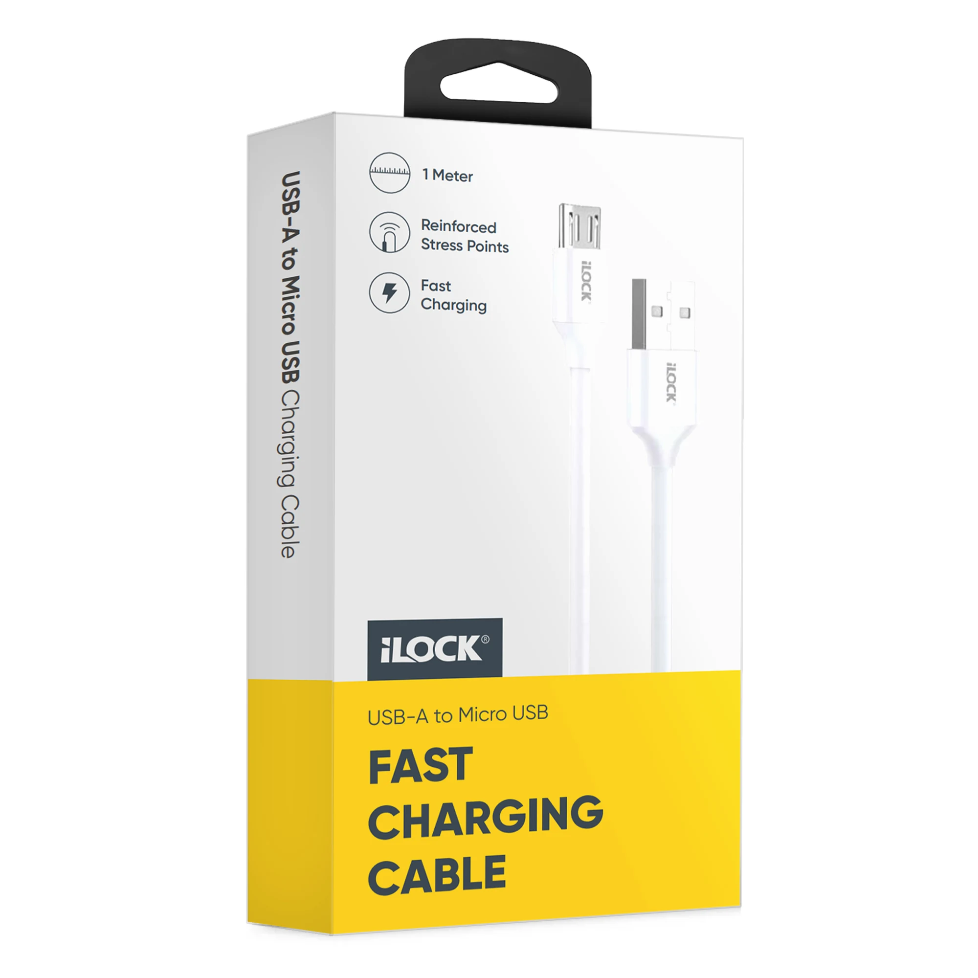 iLOCK Fast Charging & Data USB-A to Micro USB Cable - 1M - White