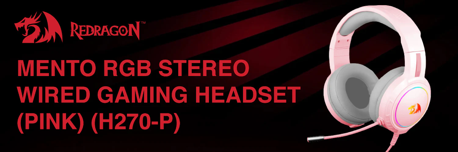 Redragon H270 Mento Wired RGB Gaming Headphone Pink