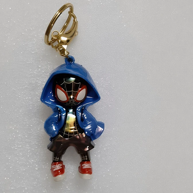 Marvel Spider-Man Miles Morales Blue Hoodie Black Strap Keychain