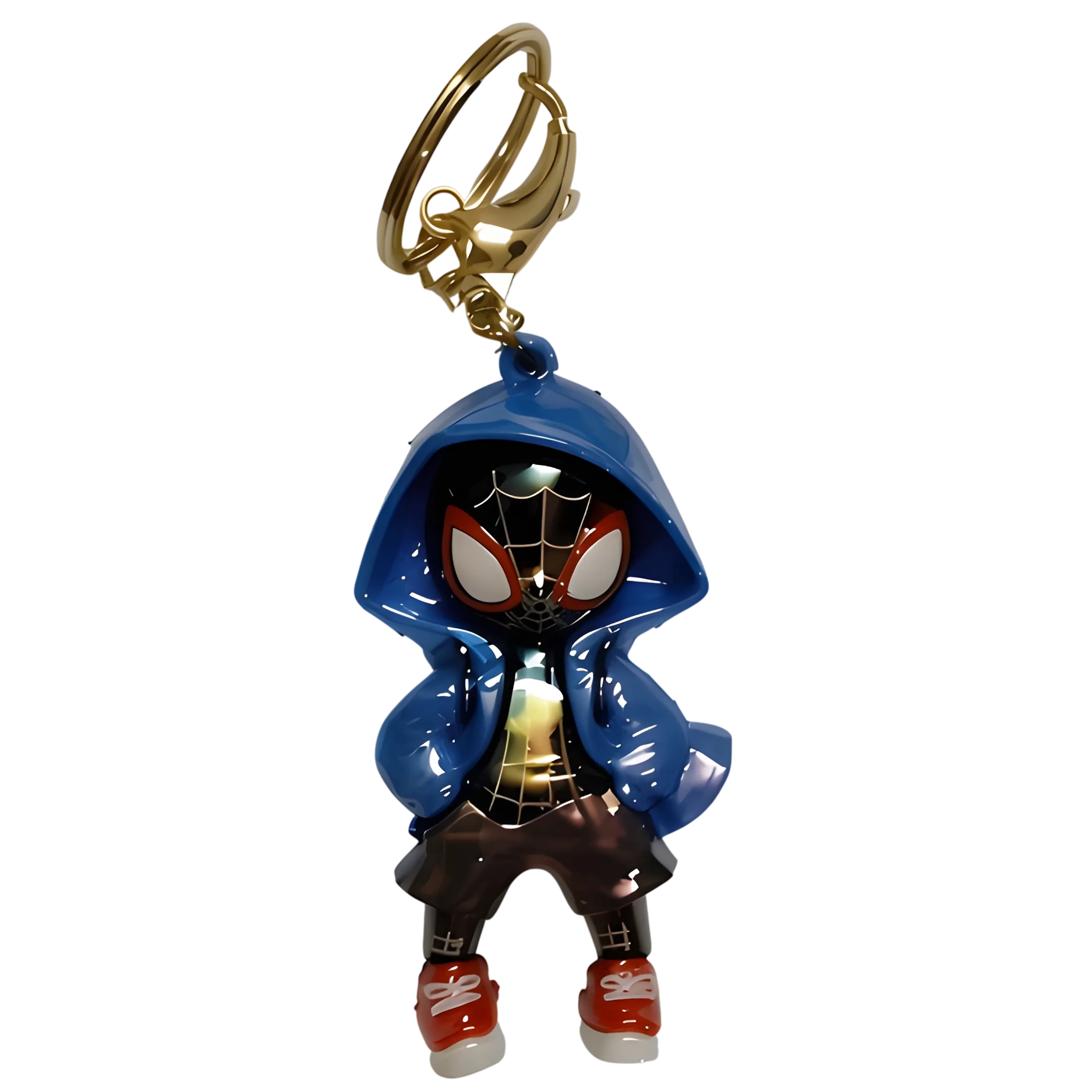 Marvel Spider-Man Miles Morales Blue Hoodie Black Strap Keychain