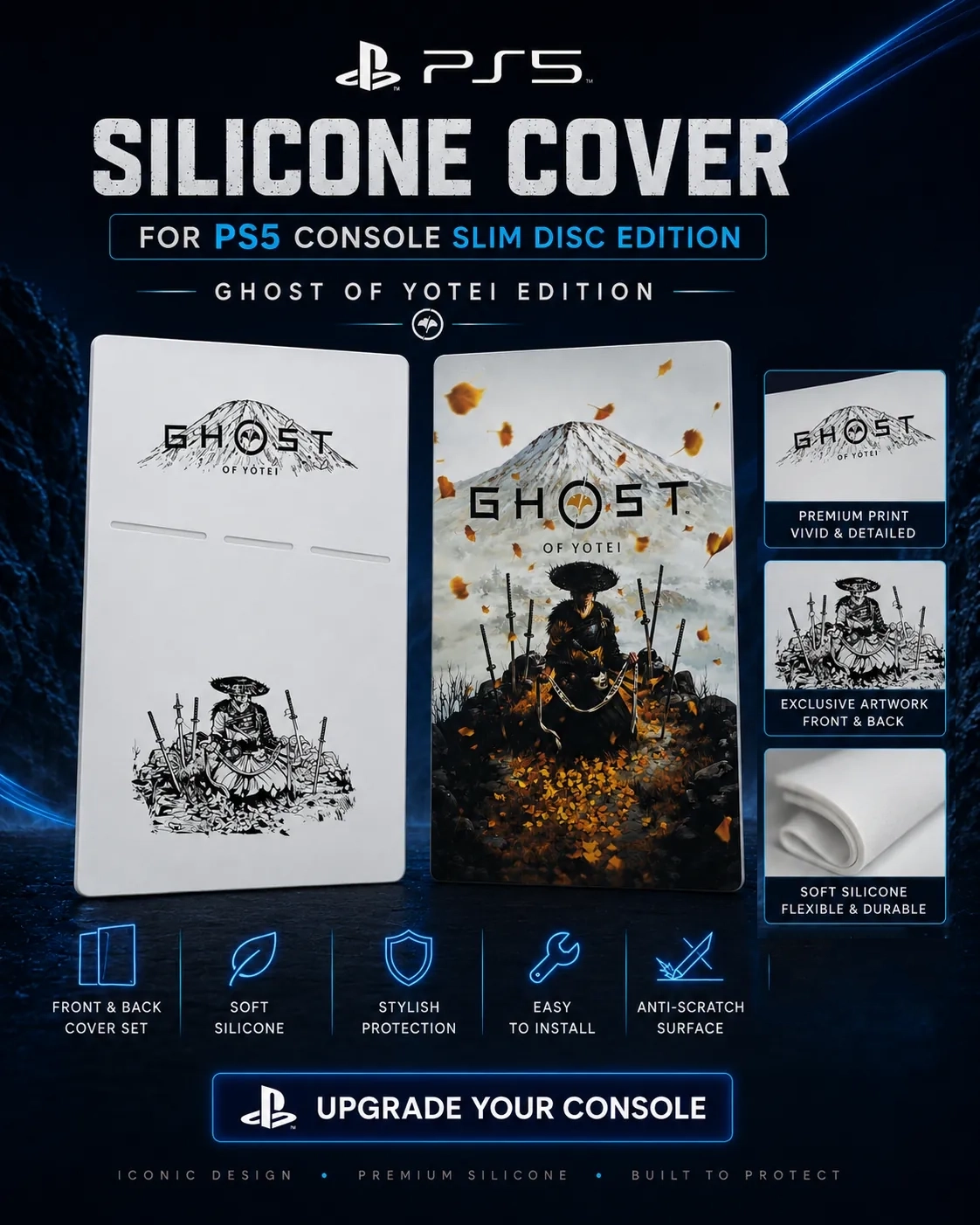 Ghost of Yotei PS5 Slim Disc Silicone Cover closing visual