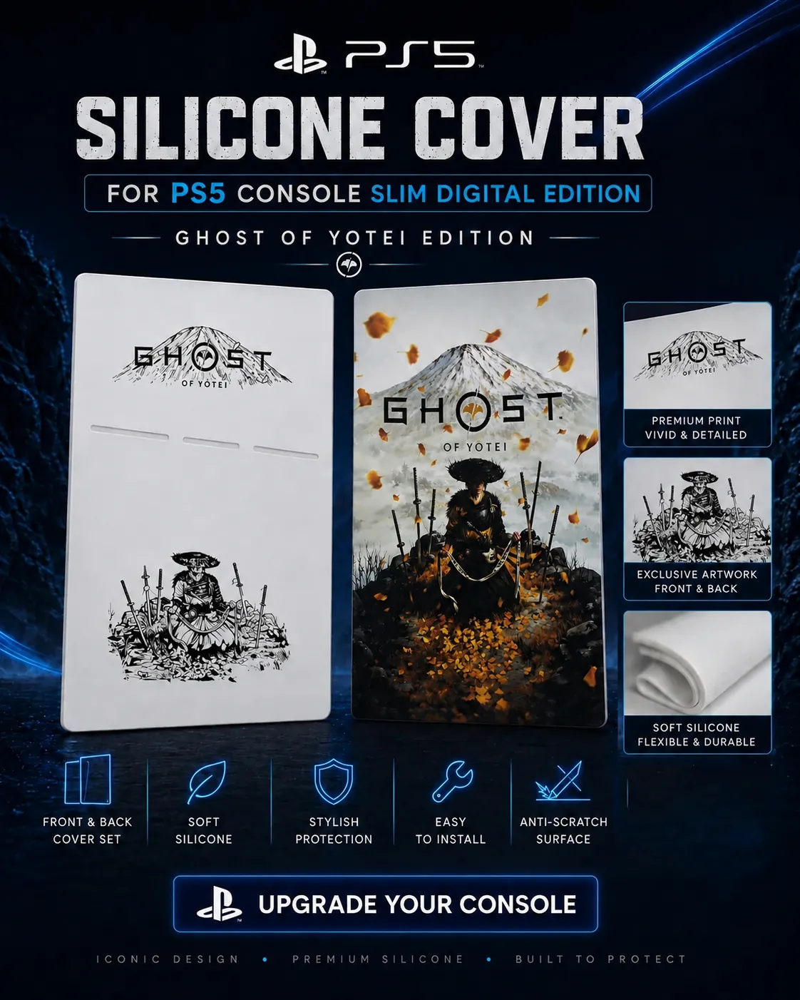 Ghost of Yotei PS5 Slim Digital Silicone Cover closing visual