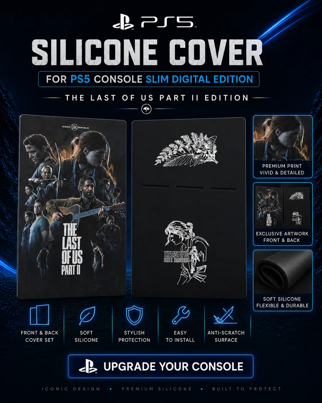 The Last of Us Part II PS5 Slim Digital Silicone Cover closing visual