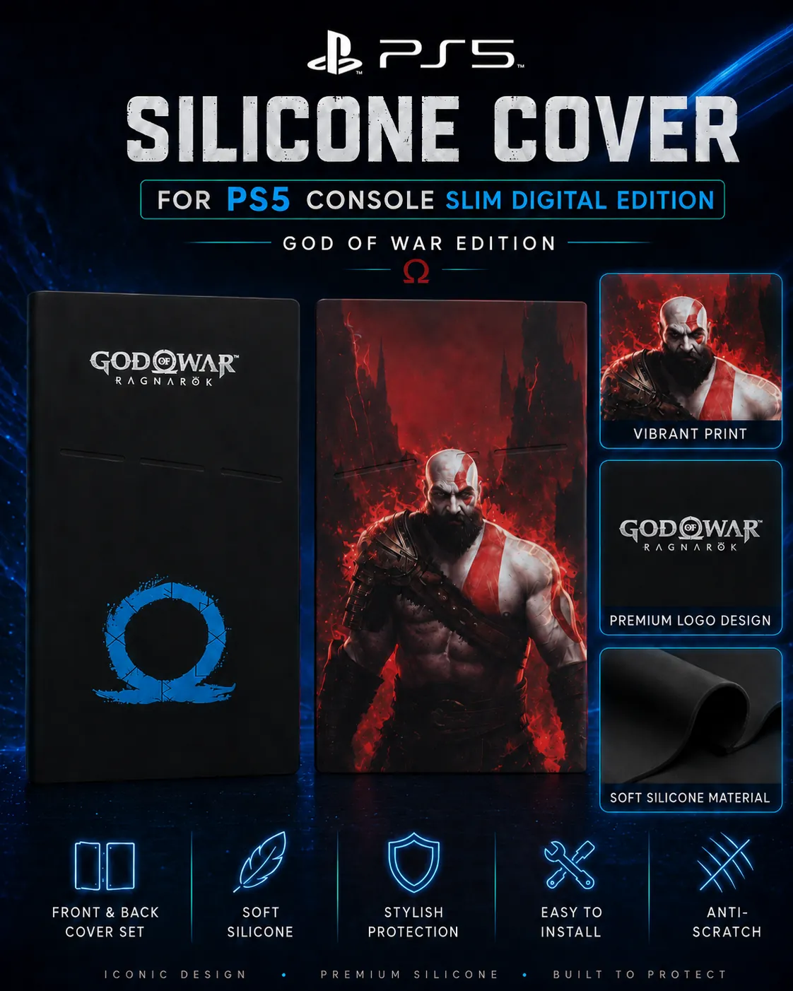 God of War PS5 Slim Digital Silicone Cover closing visual