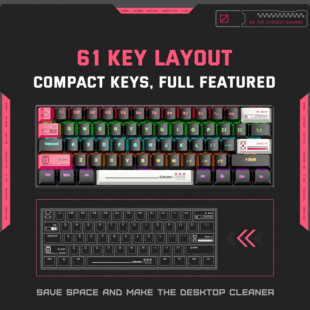 ONIKUMA G55 RGB Mechanical Gaming Keyboard Black with Brown Switches