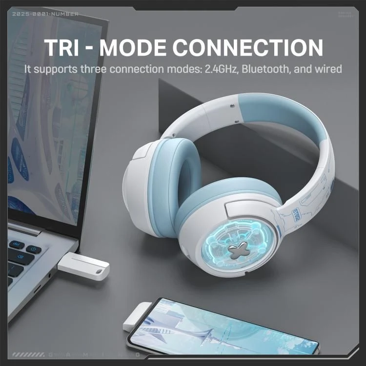 ONIKUMA GT802 White Tri-Mode Connection
