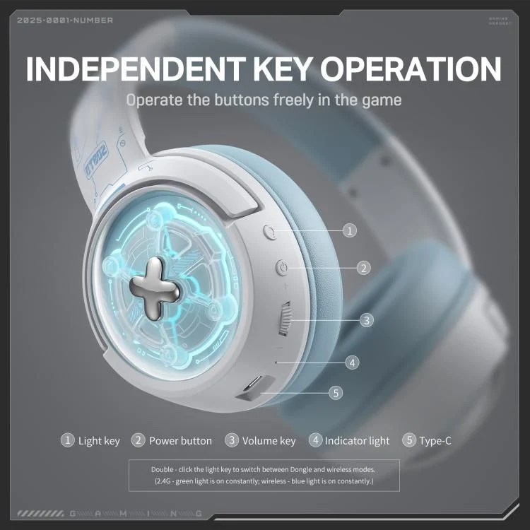 ONIKUMA GT802 White Independent Controls