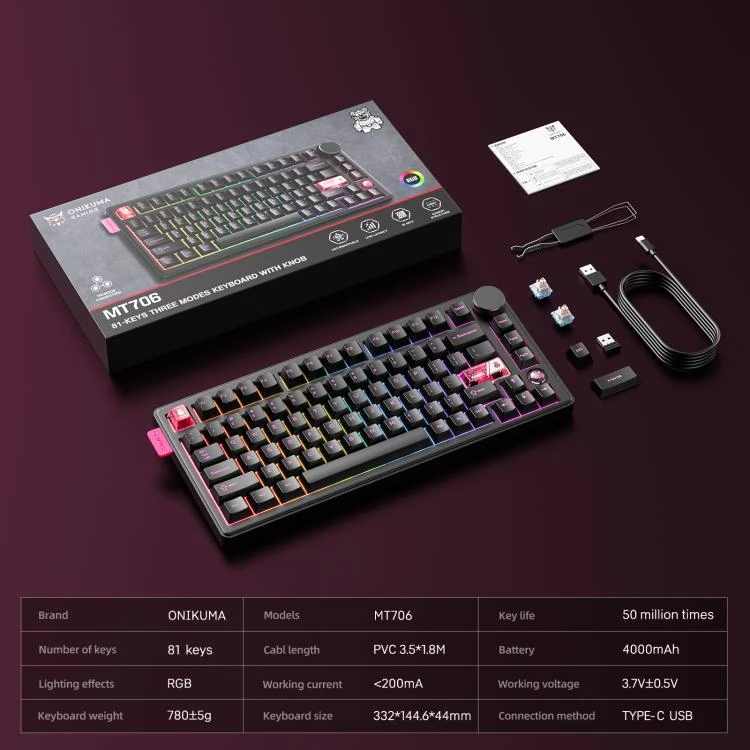 ONIKUMA MT706 Mechanical Keyboard Black