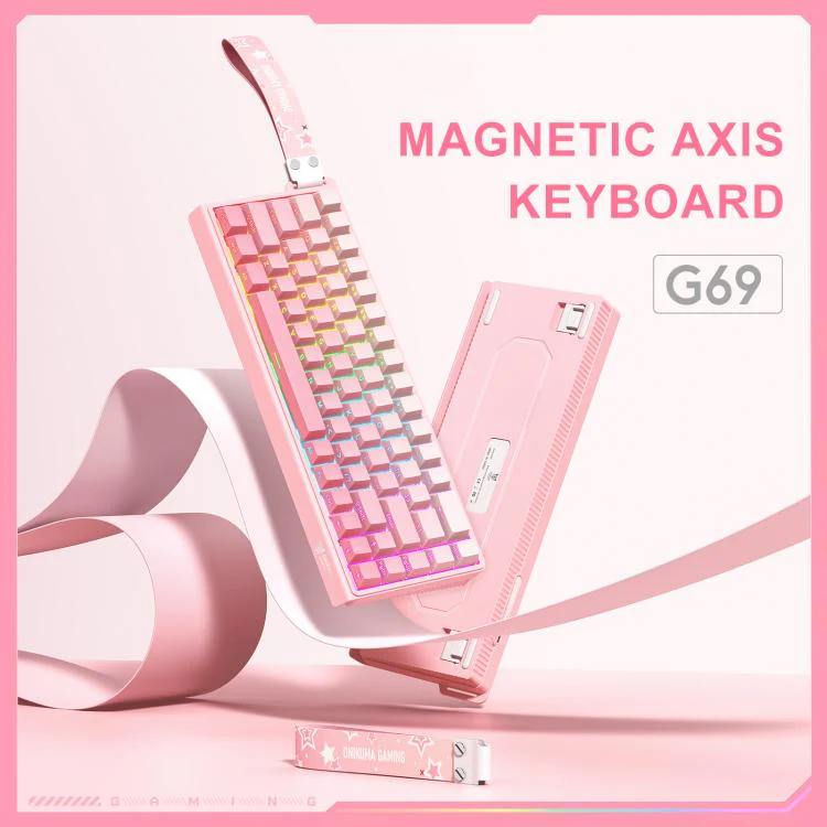 ONIKUMA G69 RGB Wired Magnetic Keyboard Pink
