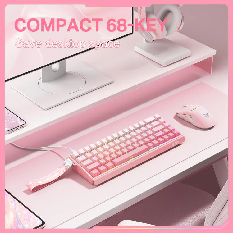 ONIKUMA G69 RGB Wired Hall-Effect Magnetic Gaming Keyboard - Pink