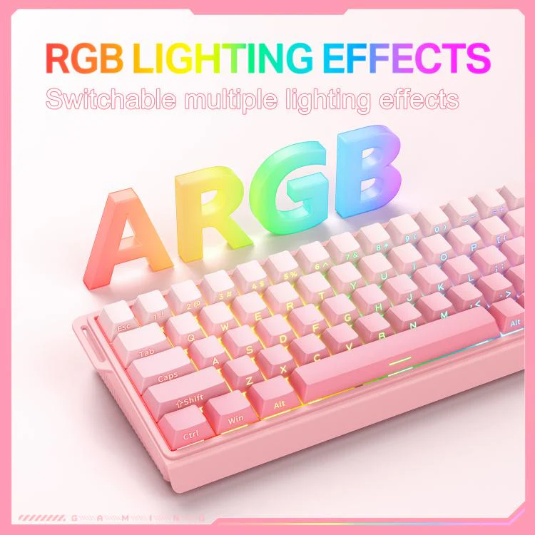 ONIKUMA G69 RGB Wired Hall-Effect Magnetic Gaming Keyboard - Pink