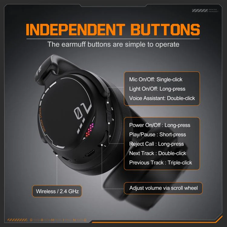 ONIKUMA GT886 Headset Controls
