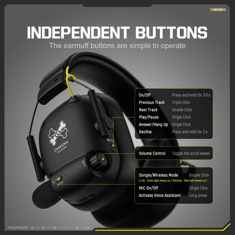 ONIKUMA GT888 independent earcup controls