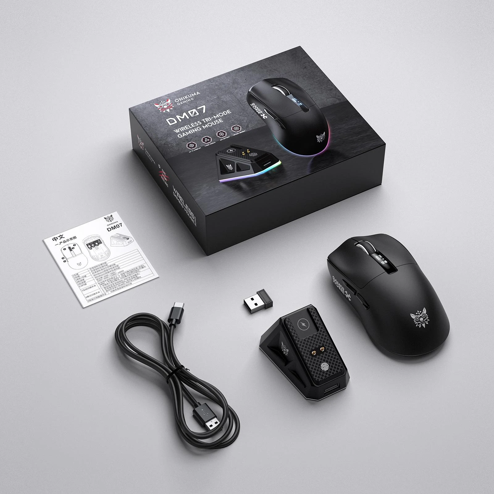 ONIKUMA DM07 Tri-Mode RGB Gaming Mouse - Black