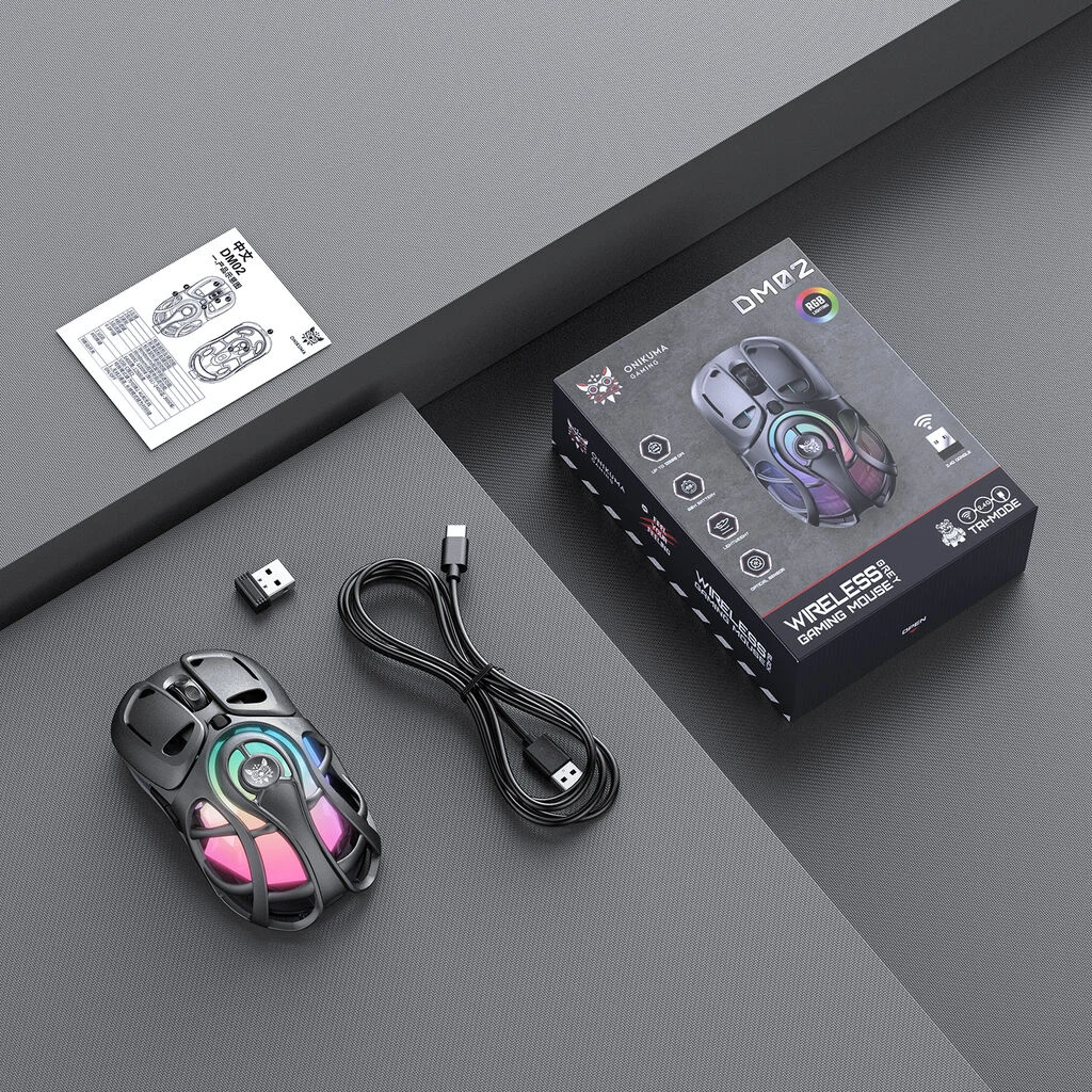 ONIKUMA DM02 Tri-Mode RGB Gaming Mouse Grey