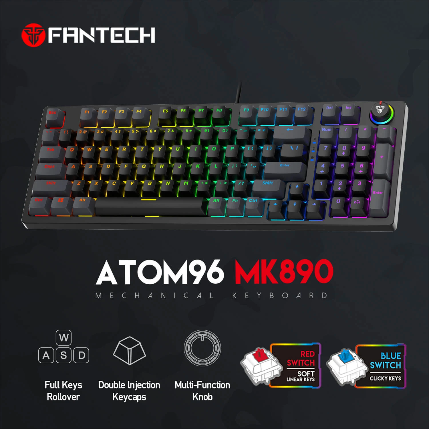 KEYBOARD FANTECH ATOM96 MK890 RGB MECHANICAL