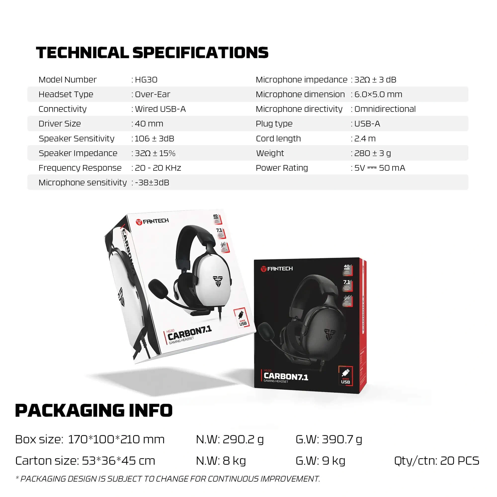 سماعة ألعاب فانتيك CARBON HG30 USB أسود