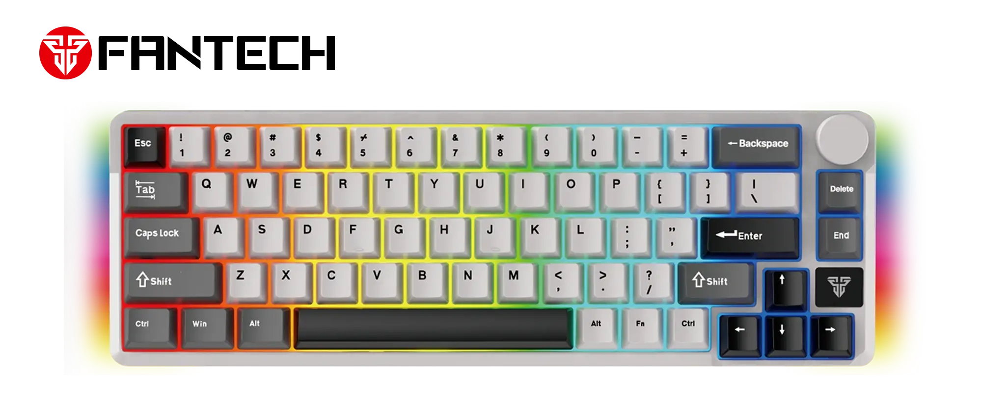 فانتك ATOM PRO MK919 – كيبورد 66 كِي تراي-مود آر جي بي – رمادي - ريد سويتش