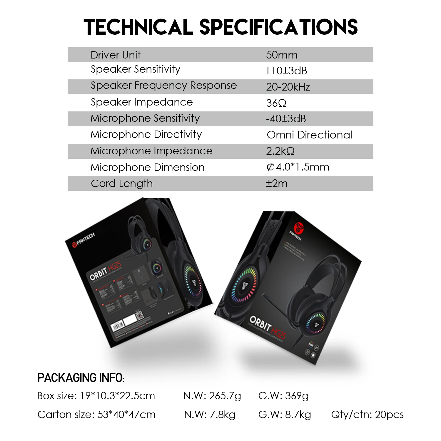 سماعة ألعاب فانتيك ORBIT HG25 USB أسود