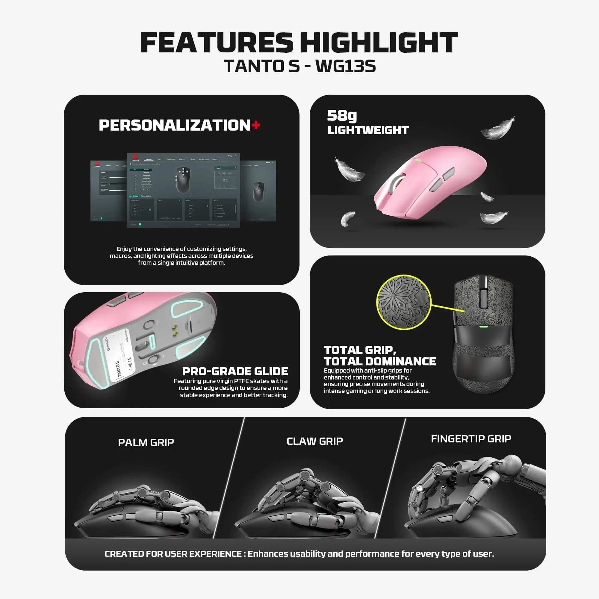 Fantech TANTO S WG13S Wireless Gaming Mouse - Black