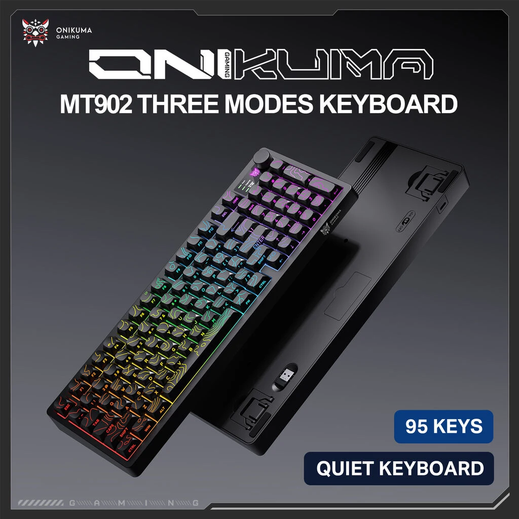 ONIKUMA MT902 Tri-Mode RGB Membrane Keyboard Black