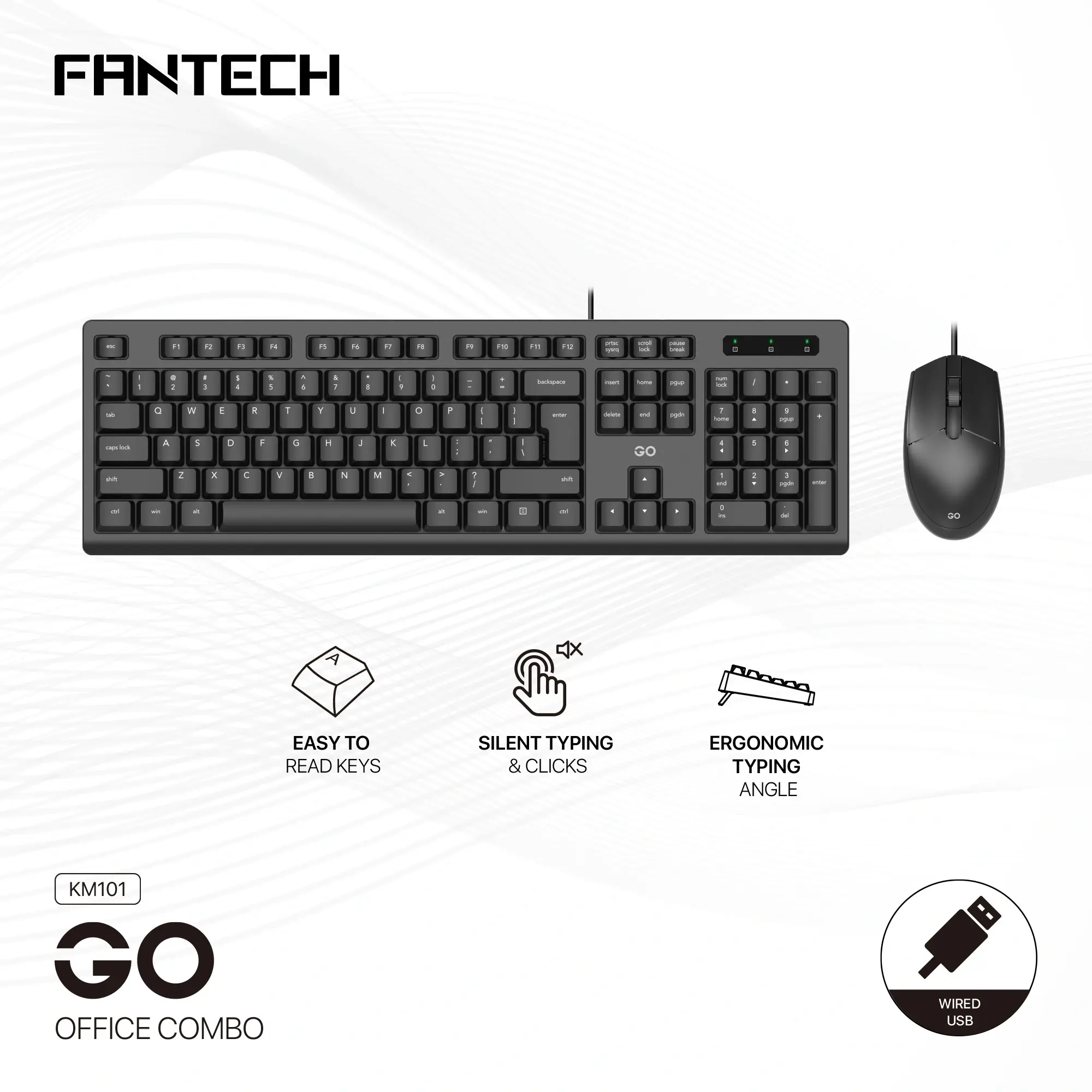 Fantech KM101 GO Office Keyboard and Mouse Combo Black